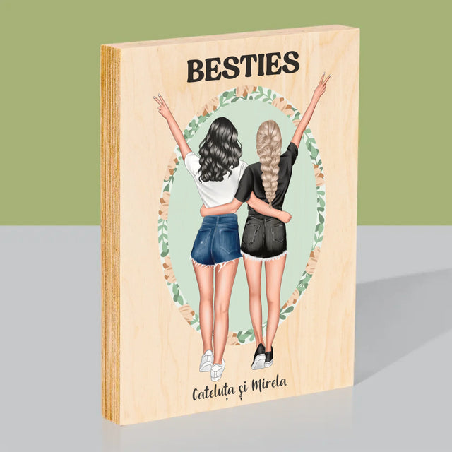 Creator De Personaj: Best Friends - Imprimare Pe Lemn ( Verticală)