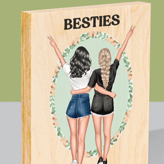 Creator De Personaj: Best Friends - Imprimare Pe Lemn ( Verticală)