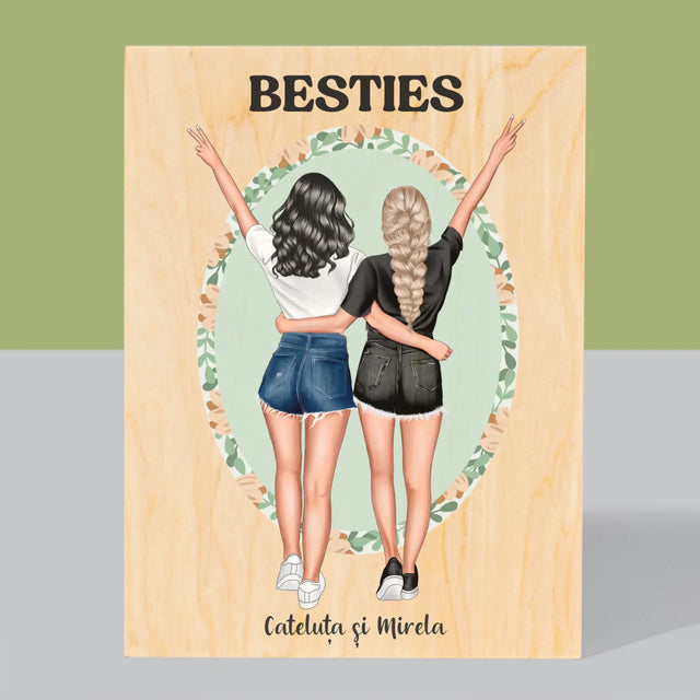 Creator De Personaj: Best Friends - Imprimare Pe Lemn ( Verticală)