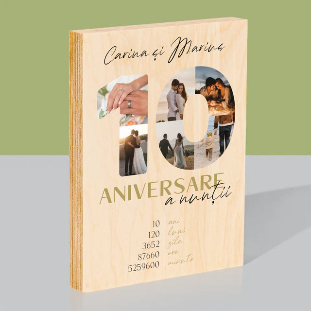 Cuvânt Din Fotografii: A 10-A Aniversare A Nunții - Imprimare Pe Lemn ( Verticală)