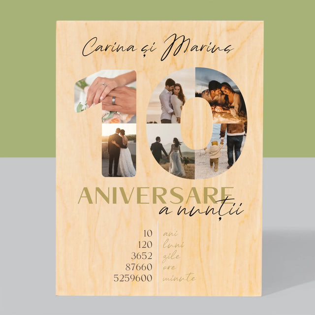 Cuvânt Din Fotografii: A 10-A Aniversare A Nunții - Imprimare Pe Lemn ( Verticală)