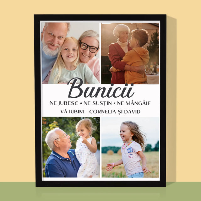 Colaj De Fotografii: Dragi Bunici - Imprimare Cu Ramă 30X40 (Verticală)