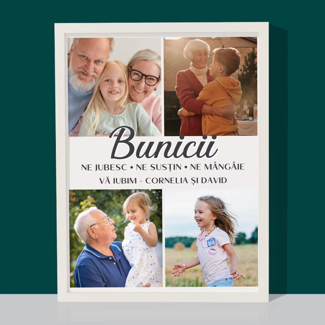 Colaj De Fotografii: Dragi Bunici - Imprimare Cu Ramă 30X40 (Verticală)