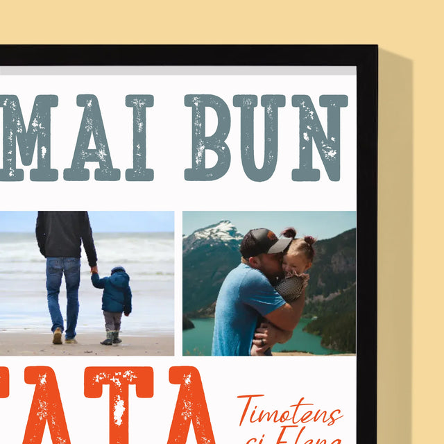 Colaj De Fotografii: Cel Mai Bun Tată Din Lume Fotografii - Imprimare Cu Ramă 30X40 (Verticală)