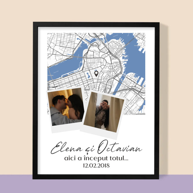 Harta Oraș: Harta Orașului: Unde A Început Totul - Imprimare Cu Ramă 30X40 (Verticală)