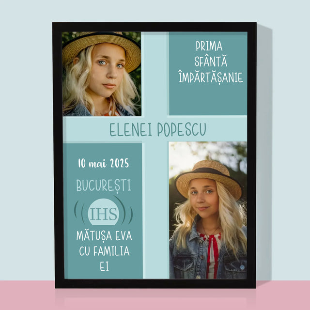 Colaj De Fotografii: Prima Sfântă Împărtășanie - Imprimare Cu Ramă 30X40 (Verticală)