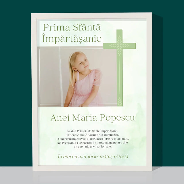 Fotografie Si Semnătură: Împărtășanie Fotografia Crucii - Imprimare Cu Ramă 30X40 (Verticală)