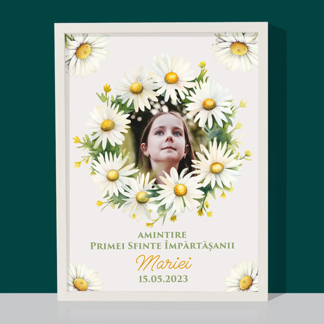 Fotografie Si Semnătură: Margaretele Amintire De La Sfânta Împărtășanie - Imprimare Cu Ramă 30X40 (Verticală)