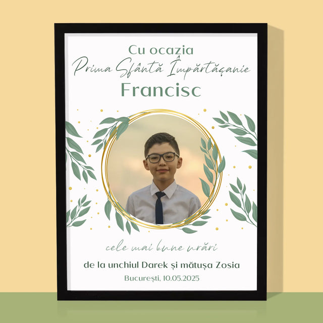 Fotografie Si Semnătură: Cu Ocazia Primei Sfinte Împărtășanii - Imprimare Cu Ramă 30X40 (Verticală)