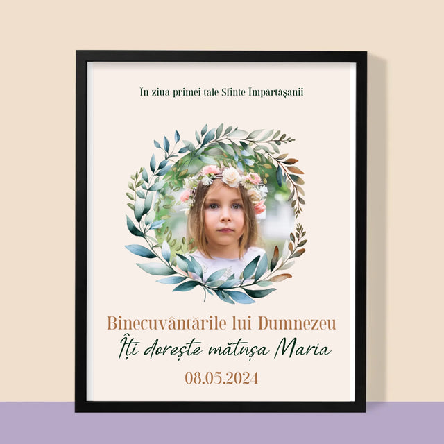 Fotografie Si Semnătură: În Ziua Primei Sfinte Împărtășanii - Imprimare Cu Ramă 30X40 (Verticală)