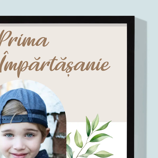 Fotografie Si Semnătură: Felicitări Cu Ocazia Primei Sfinte Împărtășanii - Imprimare Cu Ramă 30X40 (Verticală)
