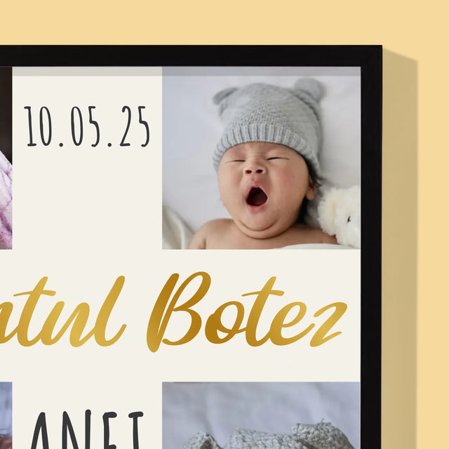 Colaj De Fotografii: Botez Sfânta Cruce - Imprimare Cu Ramă 30X40 (Verticală)