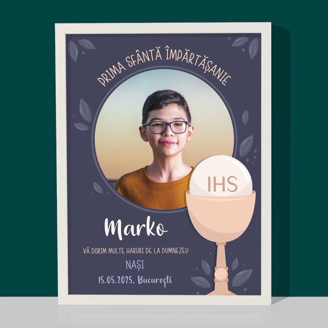 Fotografie Si Semnătură: Prima Sfântă Împărtășanie - Imprimare Cu Ramă 30X40 (Verticală)