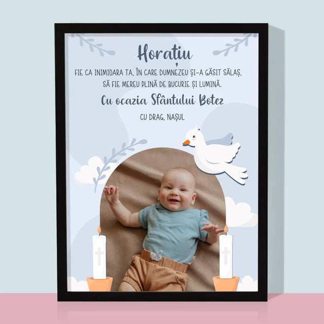 Fotografie Si Semnătură: Cu Ocazia Sfântului Botez, Vă Dorim - Imprimare Cu Ramă 30X40 (Verticală)