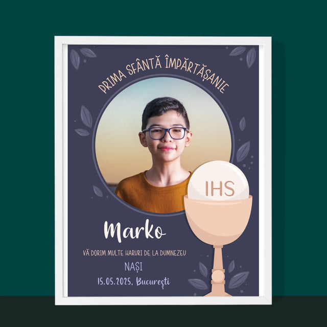 Fotografie Si Semnătură: Prima Sfântă Împărtășanie - Imprimare Cu Ramă 30X40 (Verticală)