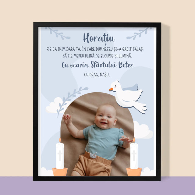 Fotografie Si Semnătură: Cu Ocazia Sfântului Botez, Vă Dorim - Imprimare Cu Ramă 30X40 (Verticală)