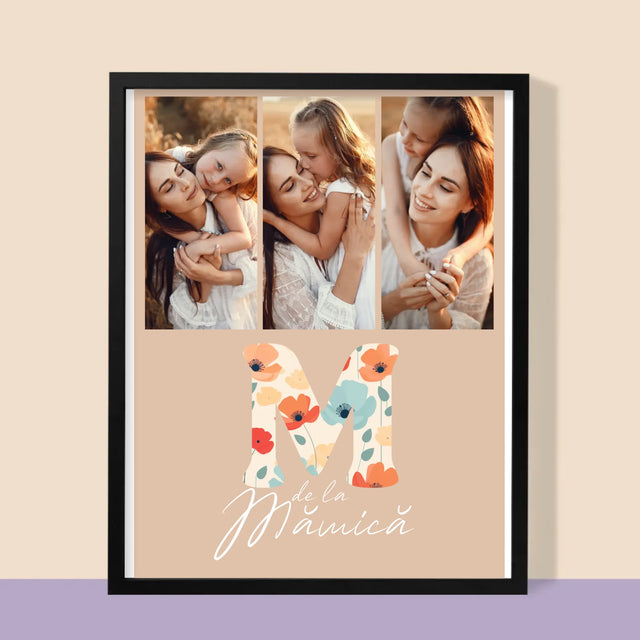 Colaj De Fotografii: M De La Mămică - Imprimare Cu Ramă 30X40 (Verticală)