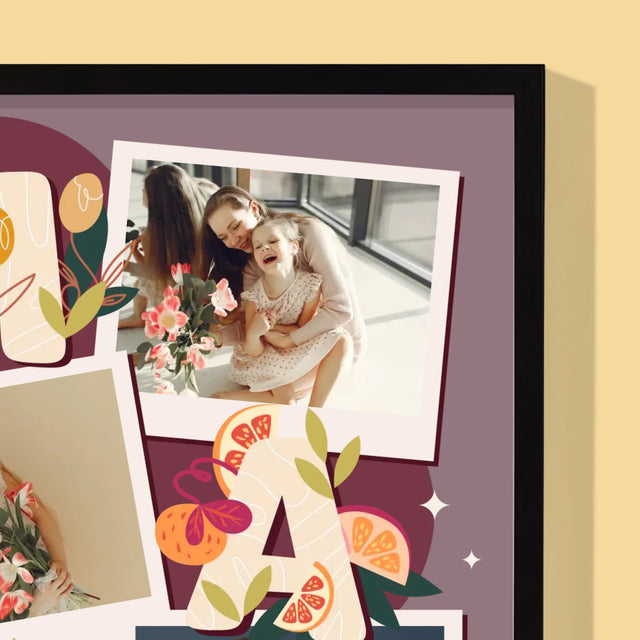Colaj De Fotografii: Litere Mama - Imprimare Cu Ramă 30X40 (Verticală)