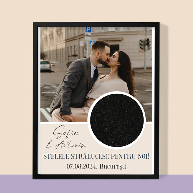 Harta Stelelor: Stelele Strălucesc Pentru Noi - Imprimare Cu Ramă 30X40 (Verticală)