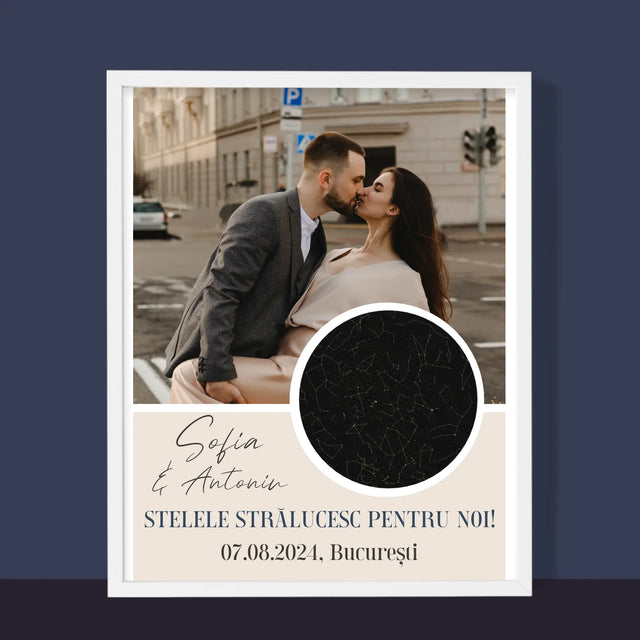 Harta Stelelor: Stelele Strălucesc Pentru Noi - Imprimare Cu Ramă 30X40 (Verticală)