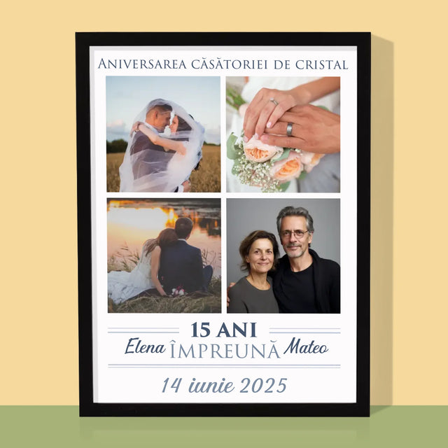 Colaj De Fotografii: 15 Ani Împreună - Imprimare Cu Ramă 30X40 (Verticală)