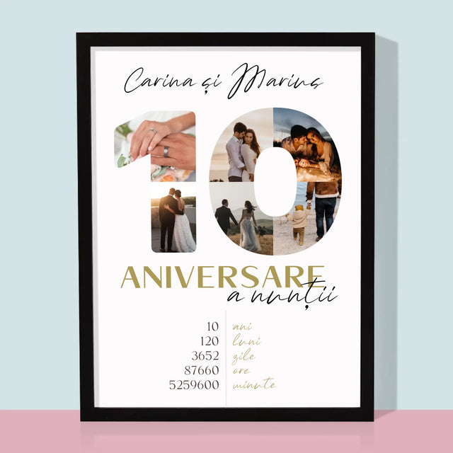 Cuvânt Din Fotografii: A 10-A Aniversare A Nunții - Imprimare Cu Ramă 30X40 (Verticală)