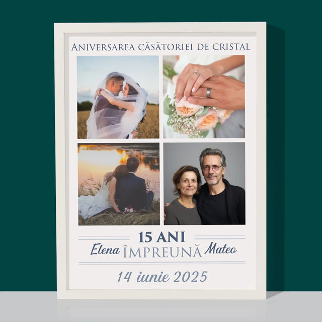 Colaj De Fotografii: 15 Ani Împreună - Imprimare Cu Ramă 30X40 (Verticală)