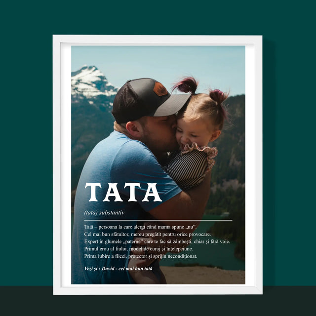 Fotografie Si Semnătură: Definiția Tată - Imprimare Cu Ramă 30X40 (Verticală)