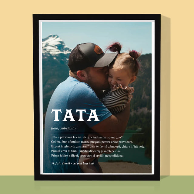 Fotografie Si Semnătură: Definiția Tată - Imprimare Cu Ramă 30X40 (Verticală)