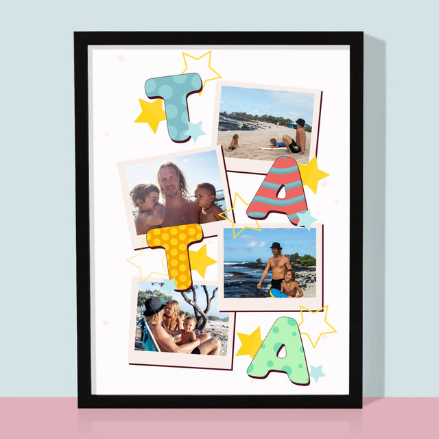 Colaj De Fotografii: Litere Tată - Imprimare Cu Ramă 30X40 (Verticală)