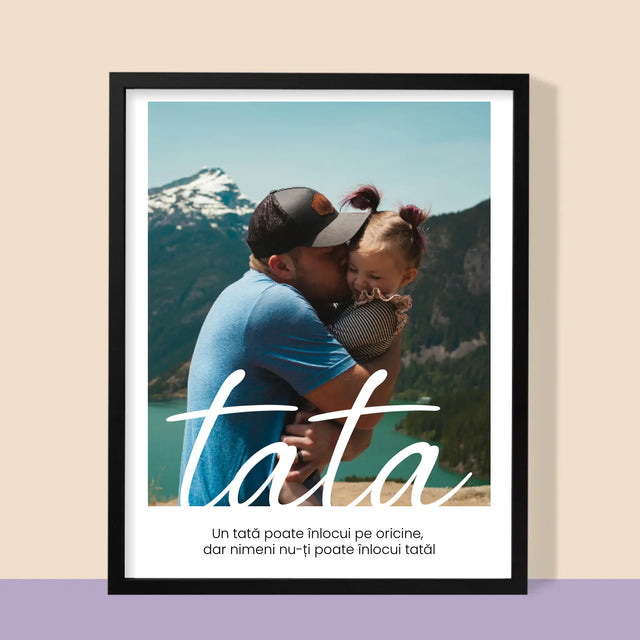 Fotografie și semnătură: Dedicație Tată de Neînlocuit - Imprimeu înrămat | RO