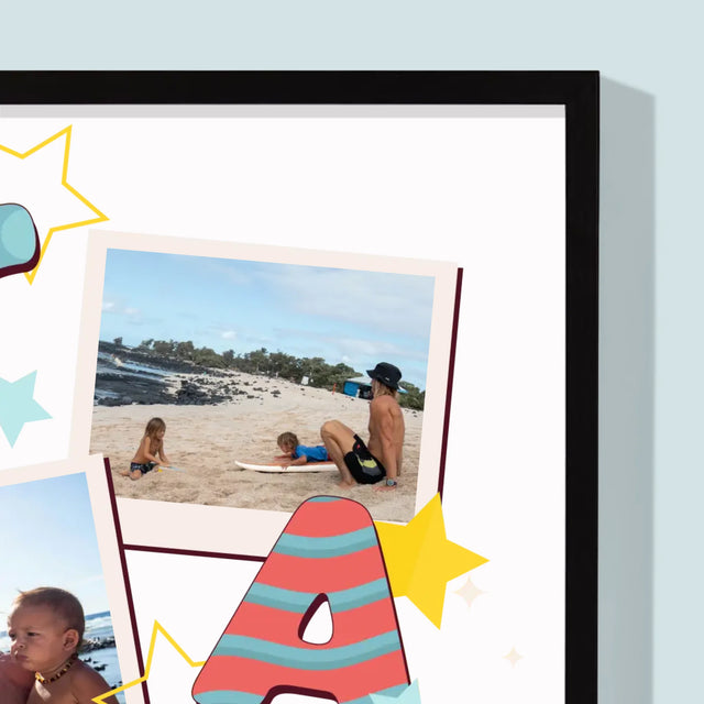 Colaj De Fotografii: Litere Tată - Imprimare Cu Ramă 30X40 (Verticală)