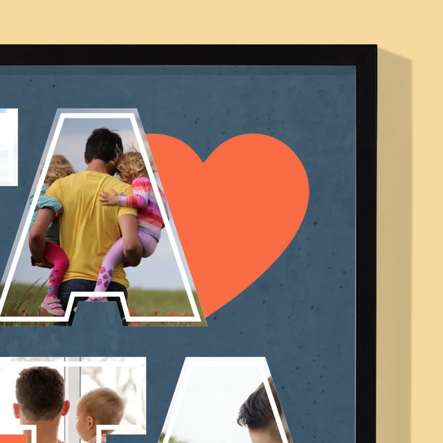 Colaj De Fotografii: Tata Este Cel Mai Bun - Imprimare Cu Ramă 30X40 (Verticală)