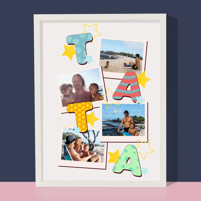 Colaj De Fotografii: Litere Tată - Imprimare Cu Ramă 30X40 (Verticală)