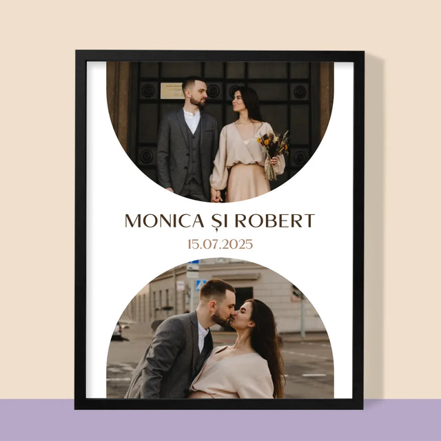 Colaj De Fotografii: Data Nunții - Imprimare Cu Ramă 30X40 (Verticală)