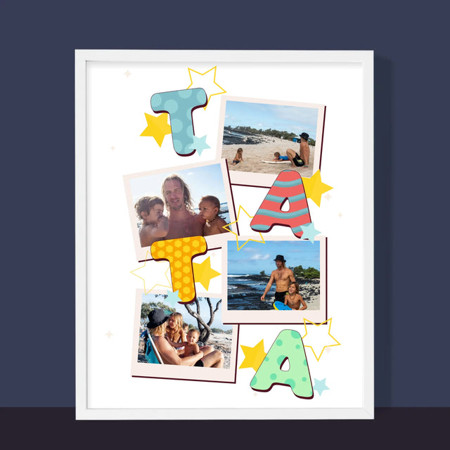 Colaj De Fotografii: Litere Tată - Imprimare Cu Ramă 30X40 (Verticală)