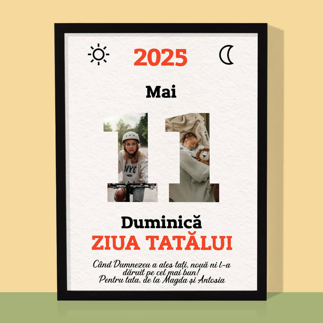 Cuvânt Din Fotografii: Felicitare Calendar Ziua Tatălui - Imprimare Cu Ramă 30X40 (Verticală)