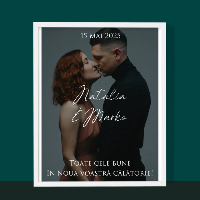 Fotografie Si Semnătură: Urări Fotografie De Nuntă - Imprimare Cu Ramă 30X40 (Verticală)