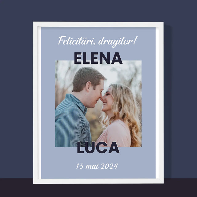 Fotografie Si Semnătură: Felicitări De Nuntă - Imprimare Cu Ramă 30X40 (Verticală)