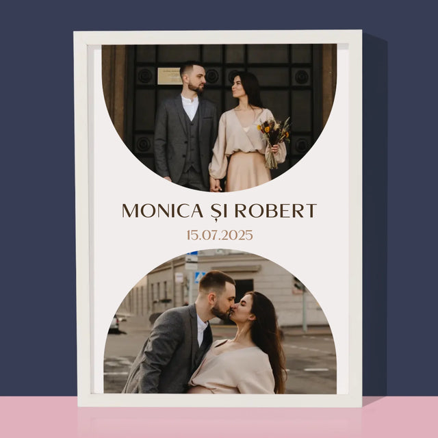Colaj De Fotografii: Data Nunții - Imprimare Cu Ramă 30X40 (Verticală)