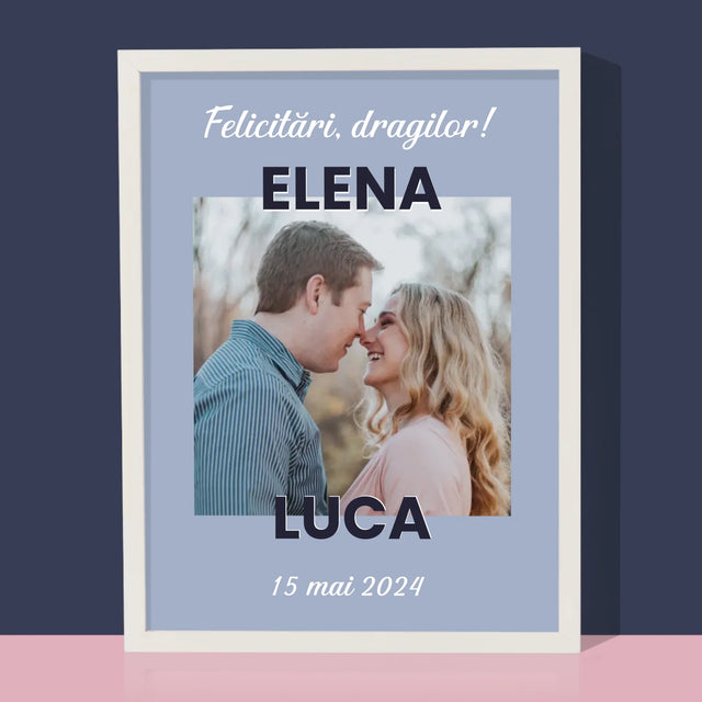 Fotografie Si Semnătură: Felicitări De Nuntă - Imprimare Cu Ramă 30X40 (Verticală)