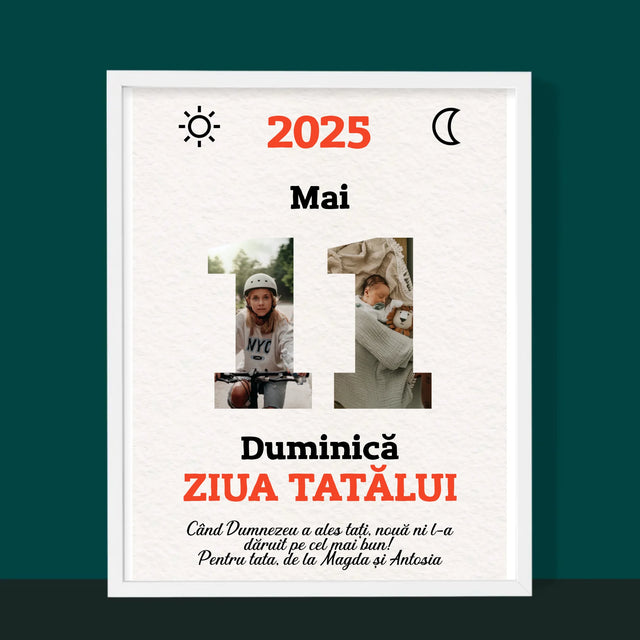 Cuvânt Din Fotografii: Felicitare Calendar Ziua Tatălui - Imprimare Cu Ramă 30X40 (Verticală)