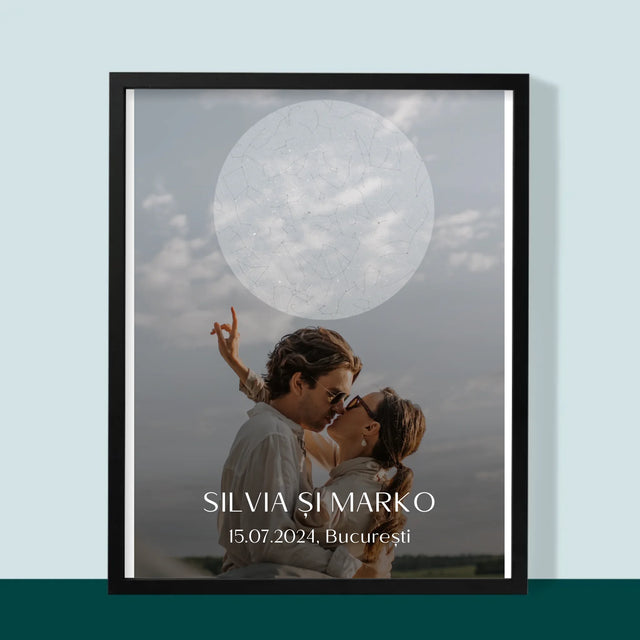 Harta Stelelor: Nunta - Imprimare Cu Ramă 30X40 (Verticală)