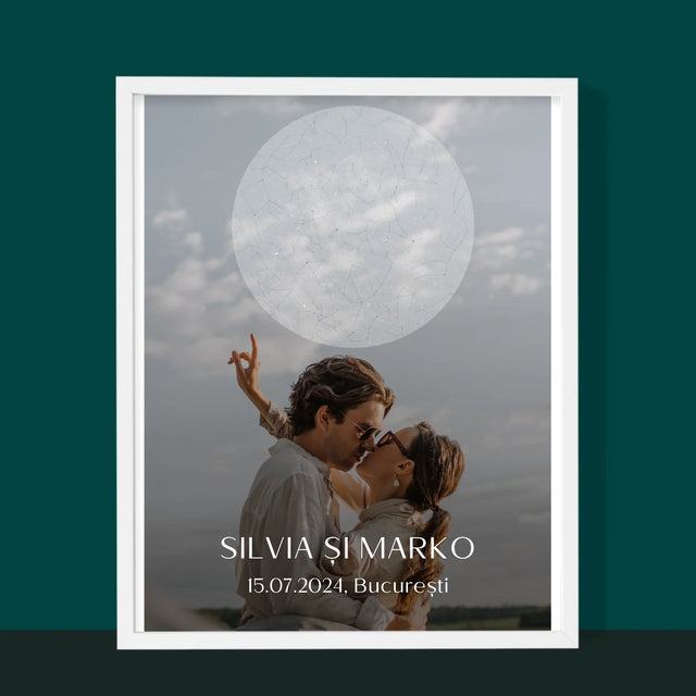 Harta Stelelor: Nunta - Imprimare Cu Ramă 30X40 (Verticală)