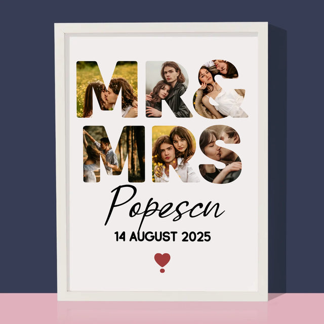 Cuvânt Din Fotografii: Mr&Mrs - Imprimare Cu Ramă 30X40 (Verticală)