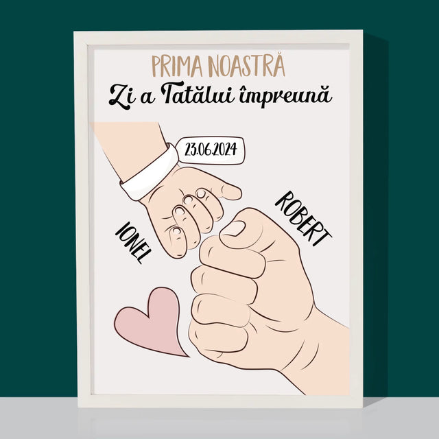 Numele Și Semnătura: Prima Zi A Tatălui Împreună - Imprimare Cu Ramă 30X40 (Verticală)