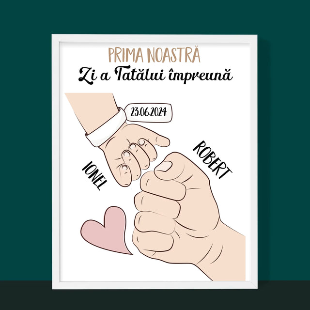Numele Și Semnătura: Prima Zi A Tatălui Împreună - Imprimare Cu Ramă 30X40 (Verticală)