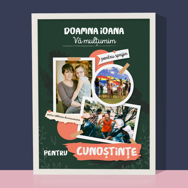 Colaj De Fotografii: Vă Mulțumim Pentru Cunoștințele Dumneavoastră - Imprimare Cu Ramă 30X40 (Verticală)