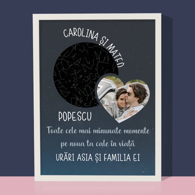 Harta Stelelor: Noua Cale A Vieții Nunta - Imprimare Cu Ramă 30X40 (Verticală)