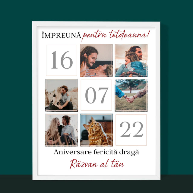 Colaj De Fotografii: Împreună Pentru Totdeauna! - Imprimare Cu Ramă 30X40 (Verticală)